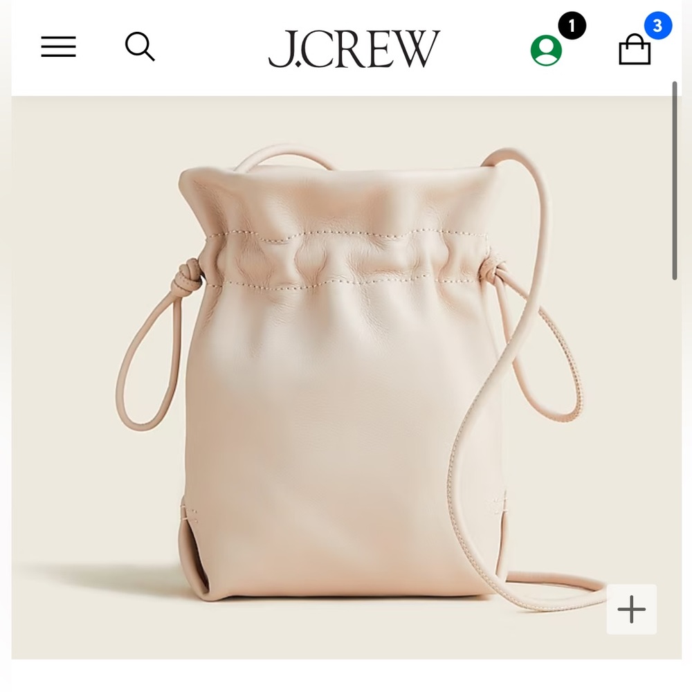Jcrew Lisbon leather crossbody drawstring purse in bone $118
